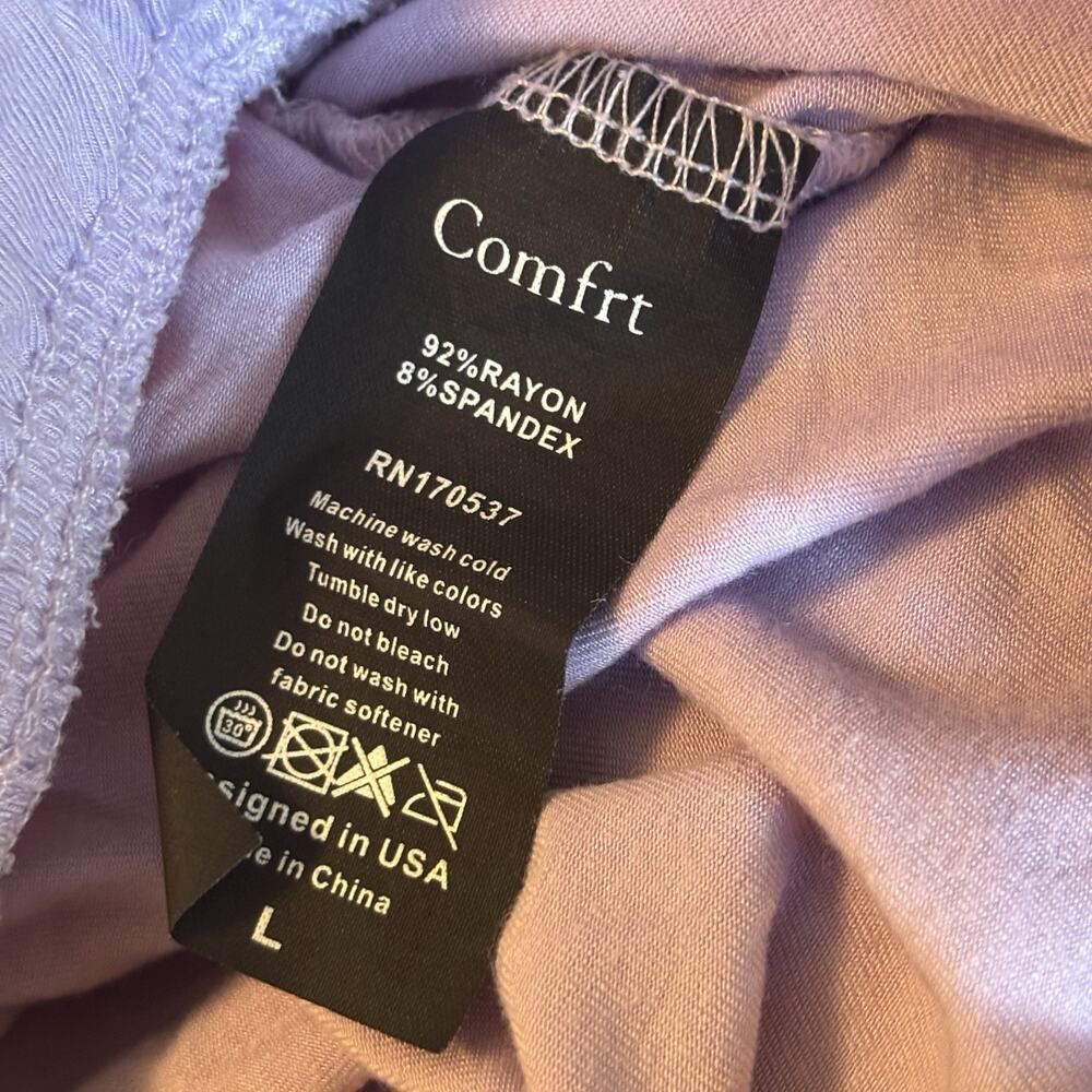 COMFRT Women’s Light Purple Pajama Shirts Lounge Made In USA Stain Travel Large - Picture 3 of 8